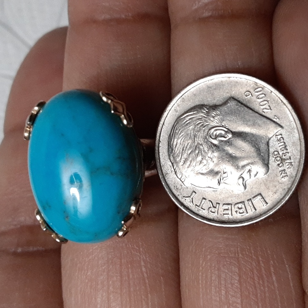 925 Genuine Turquoise, Gold over Sterling. FIRM. - Picture 8 of 16